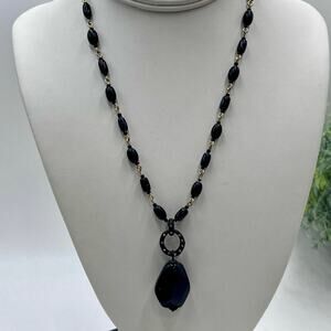 Sigrid Olsen Signed‎ Dark Blue Glittery Stone Fashion Statement Necklace